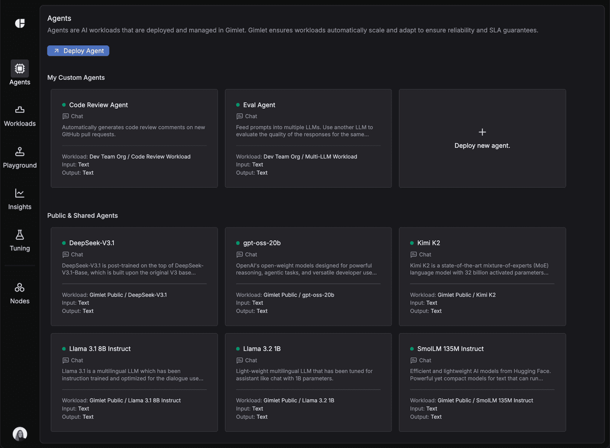 Managed inference API screenshot